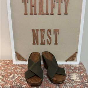 Olive Green Wedge Sandals